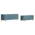 Banqueta Dkd Home Decor Azul (123 X 50 X 45 cm) (105 X 39 X 37 cm) (2 Pcs)