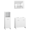 Conjunto de Móveis de Casa de Banho Contraplacado Branco 3 pcs