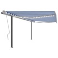 Toldo Retrátil Manual com Luzes LED 4x3 M Azul e Branco