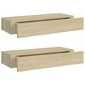 Prateleiras Parede C/ Gavetas 2 pcs Mdf 60x23,5x10 cm Carvalho