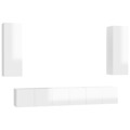 Conjunto de Móveis de Tv Contraplacado Branco Brilhante 5 pcs