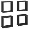 Prateleiras de Parede em Forma de Cubo 4 pcs 30x15x30 cm Preto