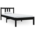 Estrutura Cama Pequena Solteiro 75x190 cm Madeira Maciça Preto