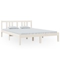 Estrutura de Cama 140x200 cm Madeira Maciça Branco