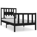 Estrutura Cama de Solteiro 90x190 cm Madeira Maciça Preto