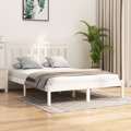 Estrutura de Cama Dupla 135x190 cm Madeira Maciça Branco