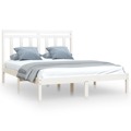 Estrutura de Cama 140x200 cm Madeira Maciça Branco