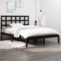 Estrutura de Cama 140x190 cm Madeira Maciça Preto