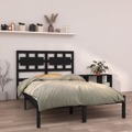 Estrutura de Cama 140x190 cm Madeira Maciça Preto