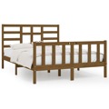 Estrutura Cama King 150x200 cm Madeira Maciça Castanho-mel