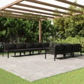 Conjunto Lounge Jardim com Almofadões Alumínio Antracite 10 pcs