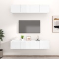 Móveis Tv 4pcs 80x30x30cm Derivados de Madeira Branco Brilhante