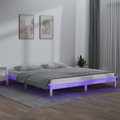 Estrutura de Cama C/ Leds 160x200 cm Madeira Maciça Branco