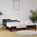 820736 Sofá-cama de Puxar 2x(90x200) cm Pinho Maciço Preto