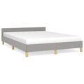 Estrutura de Cama C/ Cabeceira 140x190 cm Tecido Cinza-claro