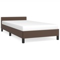 Estrutura Cama C/ Cabeceira 90x200 cm Couro Artificial Castanho