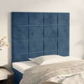 Cabeceira de Cama 2 pcs Veludo 100x5x78/88 cm Azul-escuro