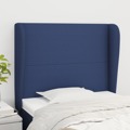 Cabeceira de Cama C/ Abas Tecido 103x23x118/128 cm Azul