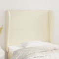 Cabeceira Cama C/ Abas Couro Artificial 83x23x118/128 cm Creme