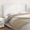 Cabeceira Cama C/ Abas Couro Artificial 203x23x118/128cm Branco