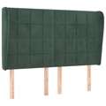 Cabeceira Cama C/ Abas Veludo 147x23x118/128 cm Verde-escuro