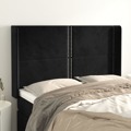 Cabeceira de Cama C/ Abas Veludo 147x16x118/128 cm Preto