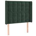 Cabeceira Cama C/ Abas Veludo 83x16x118/128 cm Verde-escuro