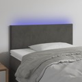 Cabeceira de Cama C/ Luzes LED Veludo 90x5x78/88cm Cinza-escuro