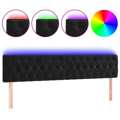 Cabeceira de Cama C/ Luzes LED Veludo 180x7x78/88 cm Preto