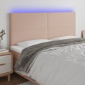 Cabeceira Cama C/ LED Couro Artif. 180x5x118/128cm Cappuccino