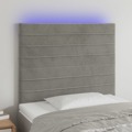 Cabeceira Cama C/ Luzes LED Veludo 90x5x118/128cm Cinza-claro