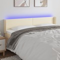 Cabeceira de Cama C/ LED 183x16x78/88 cm Couro Artificial Crème