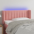 Cabeceira de Cama C/ Luzes LED Veludo 103x16x78/88 cm Rosa