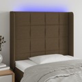 Cabeceira de Cama C/ Luzes LED Tecido 93x16x118/128 cm Castanho