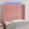 Cabeceira de Cama C/ Luzes LED Veludo 83x16x118/128 cm Rosa