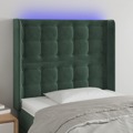 Cabeceira Cama C/ Luzes LED Veludo 93x16x118/128cm Verde-escuro