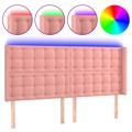 Cabeceira de Cama C/ Luzes LED Veludo 183x16x118/128 cm Rosa