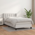 Cama com Molas/colchão 90x200 cm Couro Artificial Branco