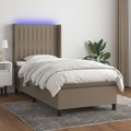 Cama Box Spring Colchão/led 100x200cm Tecido Cinza-acastanhado