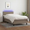 Cama Box Spring + Colchão/led 90x190cm Tecido Cinza-acastanhado