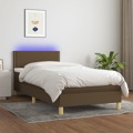 Cama Box Spring C/ Colchão/led 90x190 cm Tecido Castanho-escuro