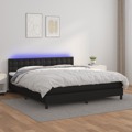 Cama Box Spring C/ Colchão/led 160x200cm Couro Artificial Preto