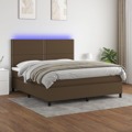 Cama Box Spring C/ Colchão/led 180x200cm Tecido Castanho-escuro