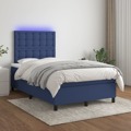 Cama Box Spring C/ Colchão e LED 120x200 cm Tecido Azul