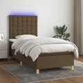 Cama Box Spring C/ Colchão/led 90x200 cm Tecido Castanho-escuro