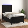 Cama Box Spring C/ Colchão/led 90x200 cm Veludo Preto