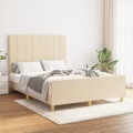 Estrutura de Cama C/ Cabeceira Tecido Cor Creme 140x190 cm