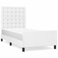 Estrutura Cama C/ Cabeceira 100x200 cm Couro Artificial Branco