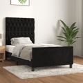 Estrutura de Cama C/ Cabeceira 90x200 cm Veludo Preto