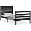 Estrutura de Cama com Cabeceira 90x200 cm Madeira Maciça Preto